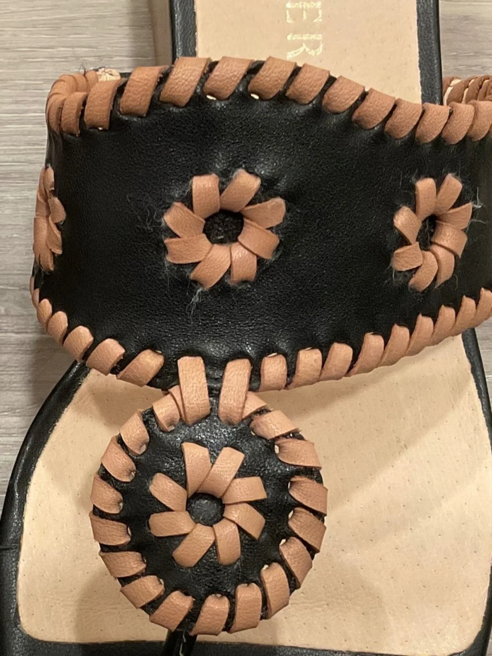 JACK ROGERS Jack’s Mid Wedge Platform Thong Sandal Black/Cafe Au Lait Sz 9.5 NEW